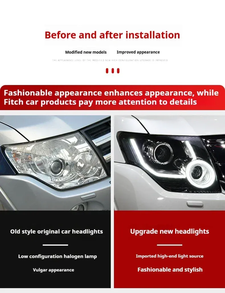 Фары передние LED с ходовыми огнями для Mitsubishi Pajero V93/V97/V87 (2006-2021), комплект, комплект, FT Carlight Carlight — фото 6