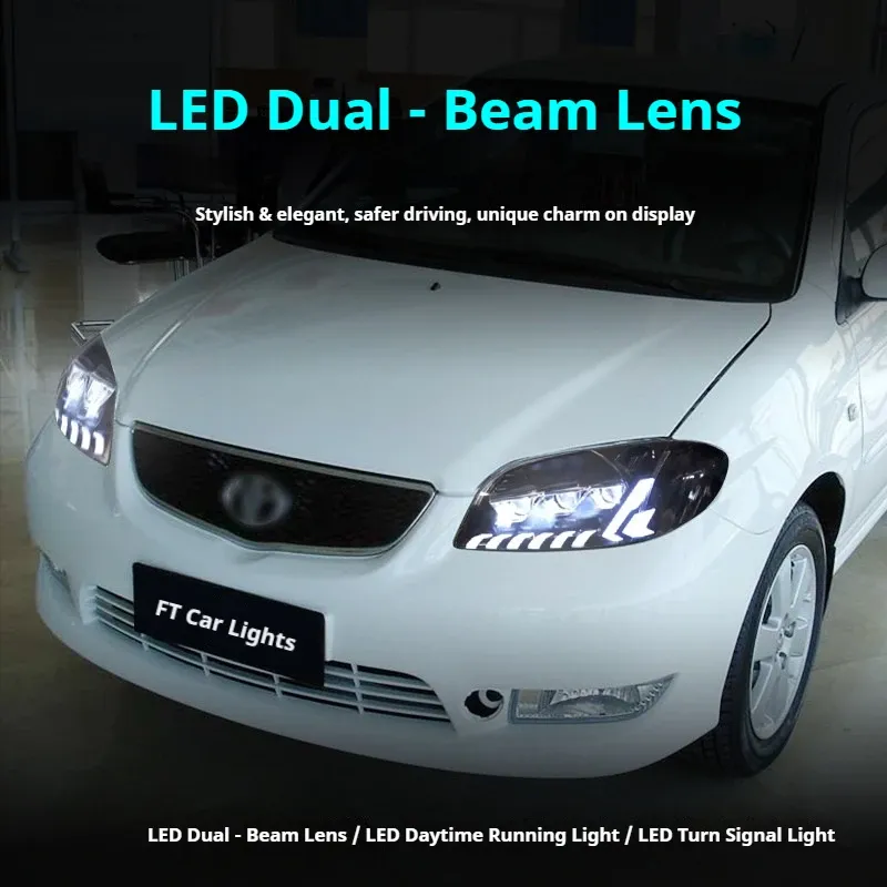 Фары передние LED с ходовыми огнями для Toyota Vios (2003-2004), комплект, комплект, FT Carlight Carlight — фото 4