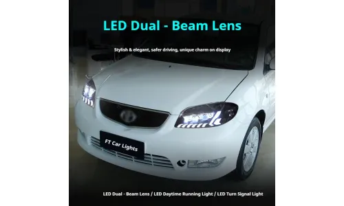 Фары передние LED с ходовыми огнями для Toyota Vios (2003-2004), комплект, комплект, FT Carlight Carlight — фото 4