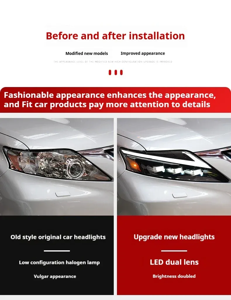 Фары передние LED с ходовыми огнями для Lexus RX200/RX270 (2009-2012), комплект, комплект, FT Carlight Carlight — фото 6