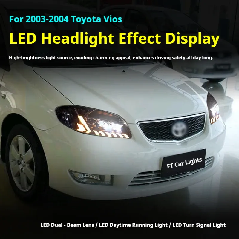 Фары передние LED с ходовыми огнями для Toyota Vios (2003-2004), комплект, комплект, FT Carlight Carlight — фото 5