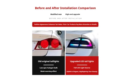 Задние LED-фонари динамический поворотник для Honda Civic FD2 (2006-2015), комплект, комплект, FT Carlight Carlight — фото 7