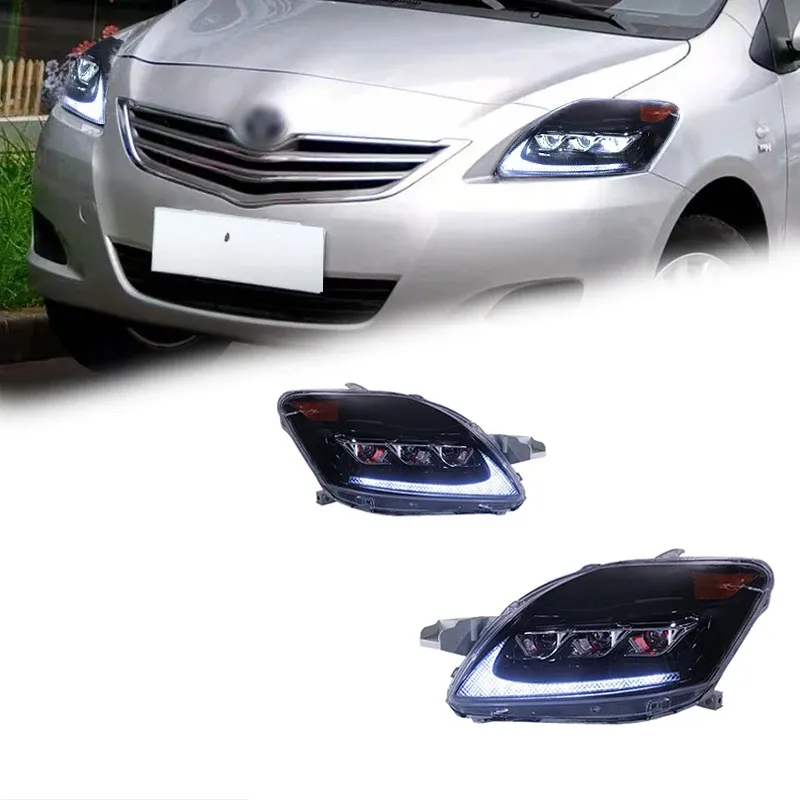 Фары передние LED с ходовыми огнями для Toyota Vios (2008-2013), комплект, комплект, FT Carlight Carlight — фото 1