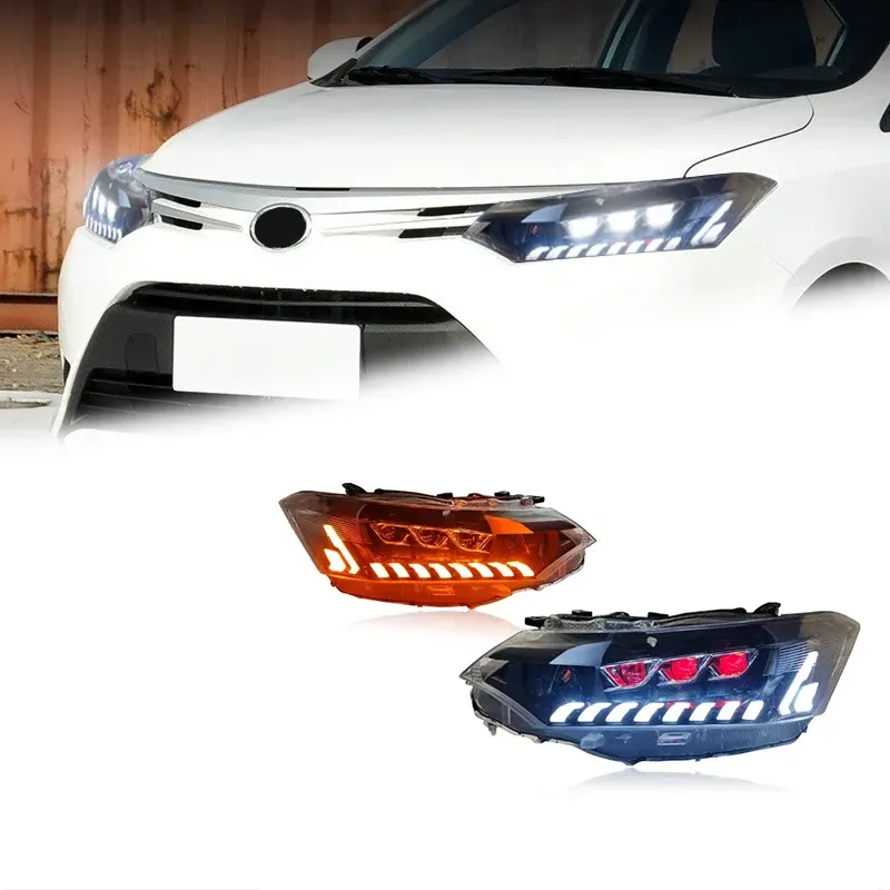 Фары передние LED с ходовыми огнями для Toyota Vios (2014-2016), комплект, комплект, FT Carlight Carlight — фото 1