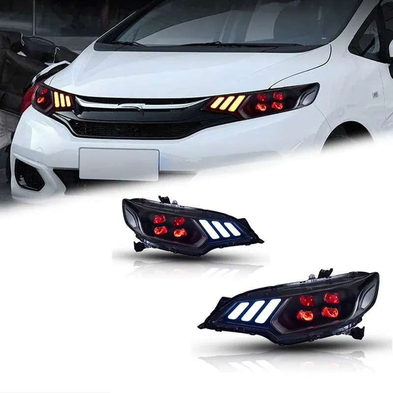 Фары передние LED с ходовыми огнями для Honda Fit GK5 (2014-2020), комплект, комплект, FT Carlight Carlight — фото 1