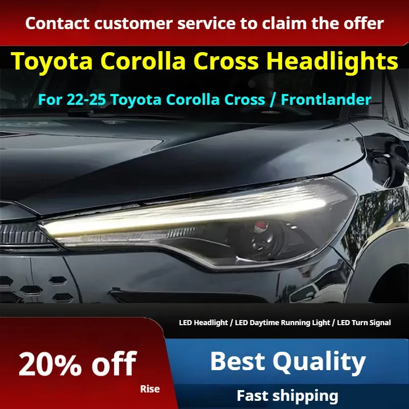 Фары передние LED с ходовыми огнями для Toyota Corolla Cross Frontlander (2022-2025), комплект, комплект, FT Carlight Carlight — фото 2