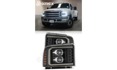 Фары проекторные светодиодные Black LUXX для Ford F-250/350/450 2005–2007, AlphaRex — фото 1
