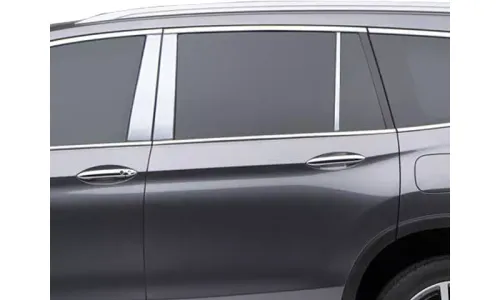 Накладки на стойки дверей из нержавеющей стали 6 шт отделка окон QAA для Honda Pilot 2016-2021 — фото 1