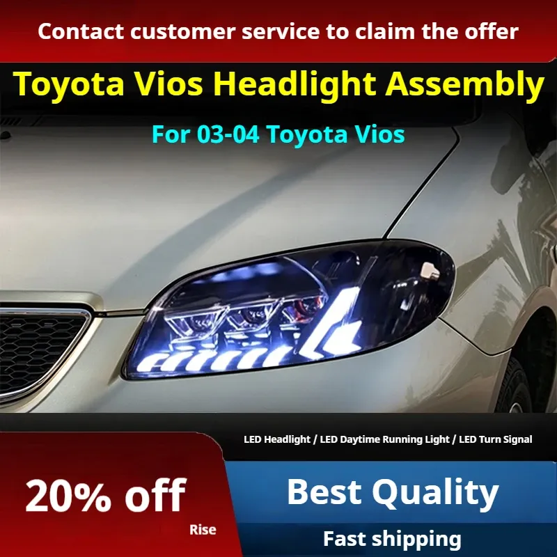 Фары передние LED с ходовыми огнями для Toyota Vios (2003-2004), комплект, комплект, FT Carlight Carlight — фото 2