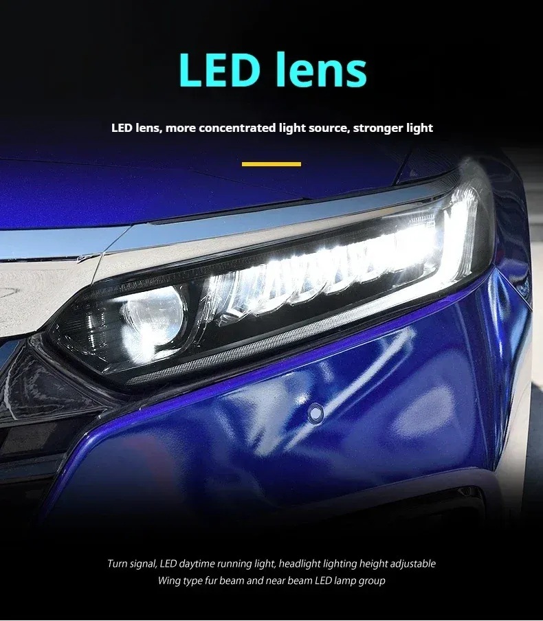 Фары передние LED с ходовыми огнями для Honda Accord 10 (2018-2022), комплект, комплект, FT Carlight Carlight — фото 3