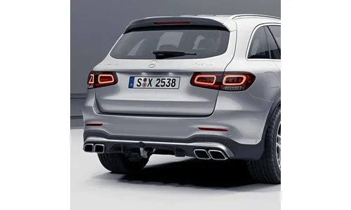 Задний бампер и диффузор GLC 63 AMG для Mercedes-Benz GLC X253 после рестайлинга, хром, с фаркопом — фото 1