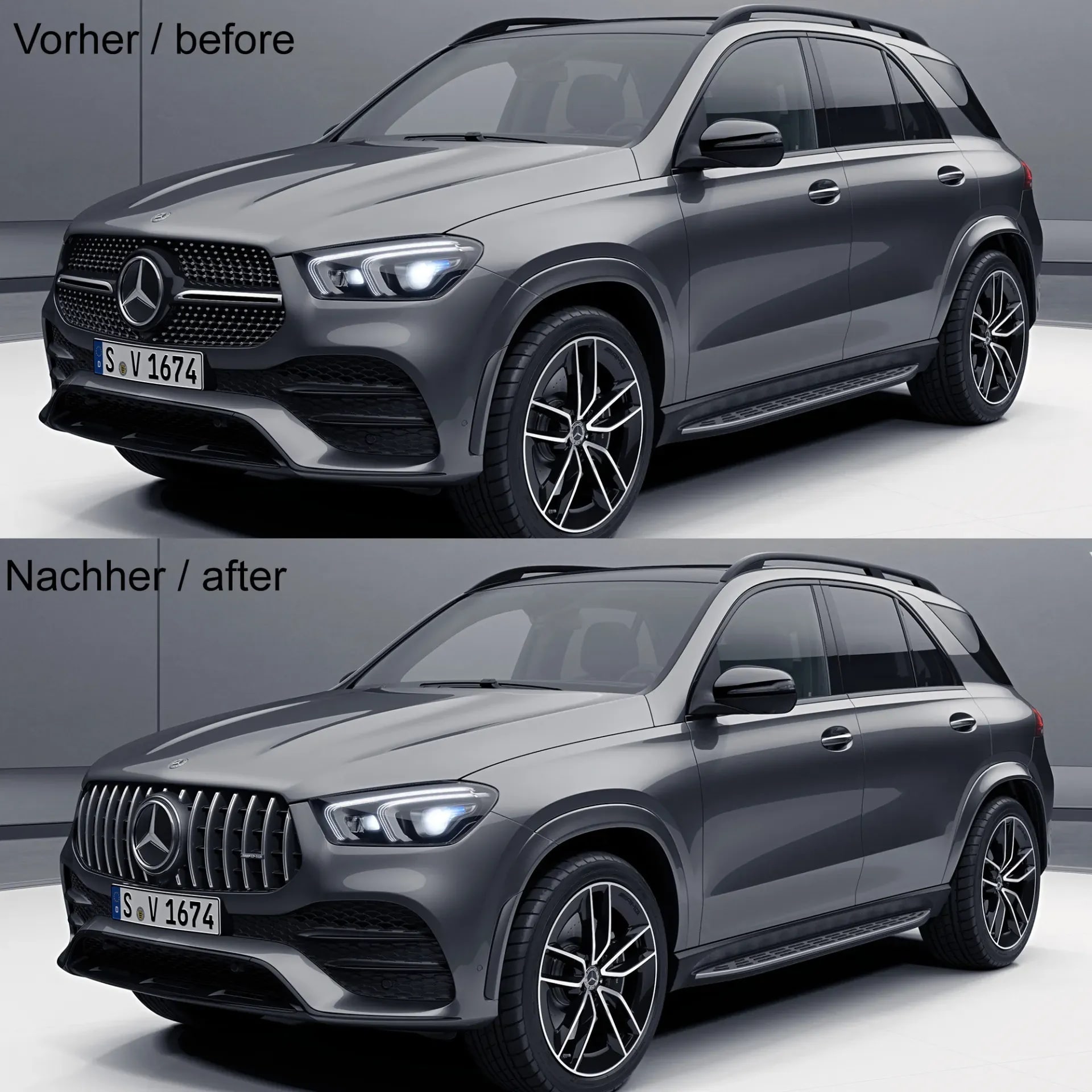 Решетка радиатора Panamericana GLE 53 AMG Mercedes-Benz GLE V167/C167 дорестайлинг с Distronic — фото 2