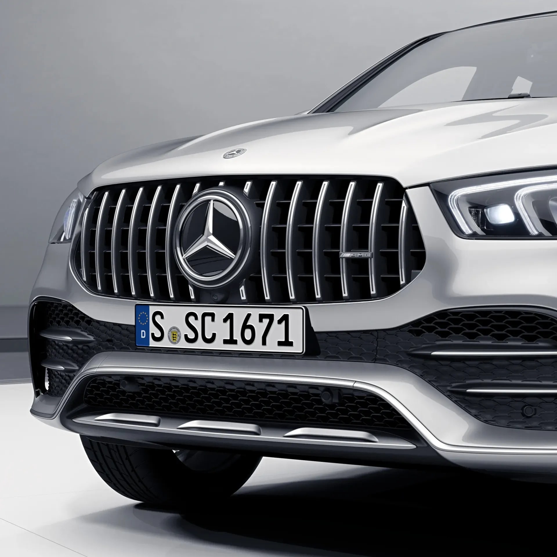 Решетка радиатора Panamericana GLE 53 AMG Mercedes-Benz GLE V167/C167 дорестайлинг с Distronic — фото 1