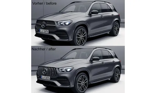 Решетка радиатора Panamericana GLE 53 AMG Mercedes-Benz GLE V167/C167 дорестайлинг без Distronic — фото 2