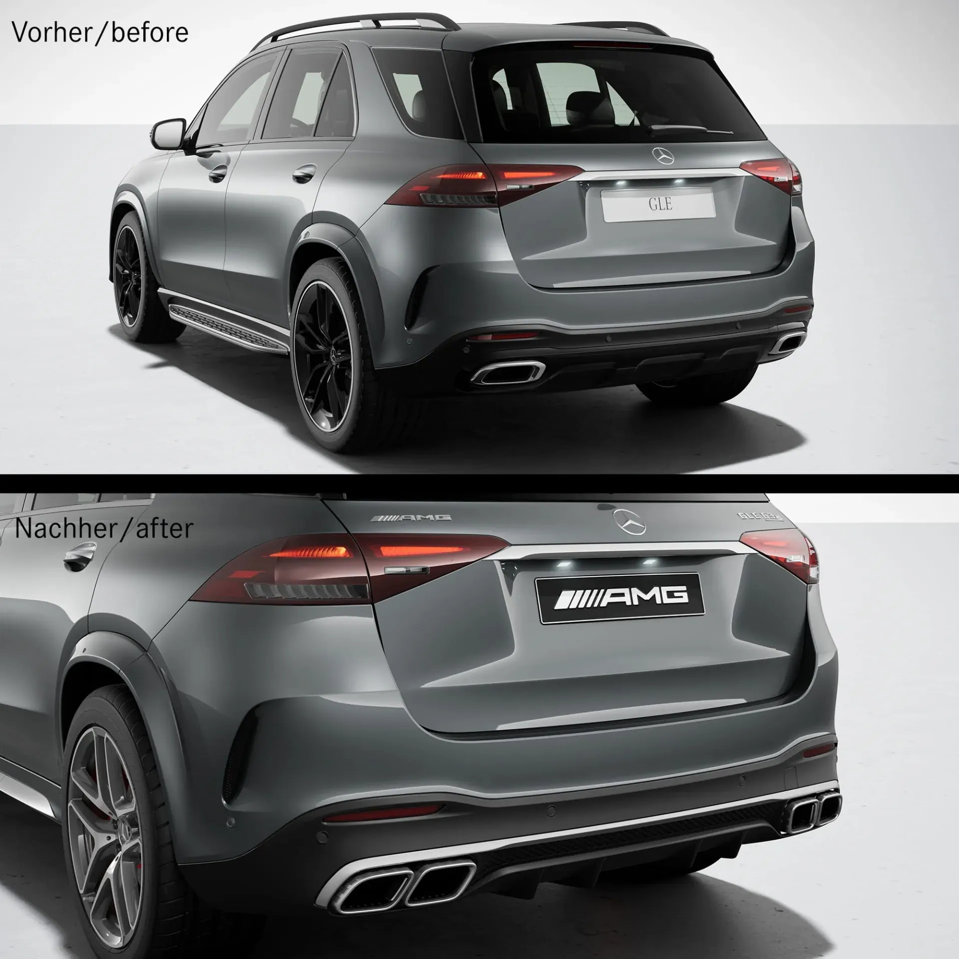 Задний диффузор GLE 63 S AMG для Mercedes-Benz GLE V167 после рестайлинга, хромированные насадки, без фаркопа — фото 3