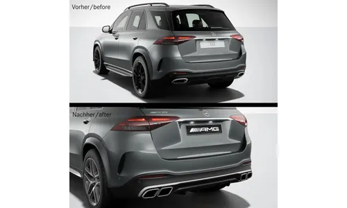 Задний диффузор GLE 63 S AMG для Mercedes-Benz GLE V167 после рестайлинга, хромированные насадки, без фаркопа — фото 3