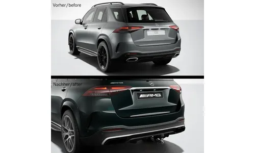 Задний диффузор GLE 63 S AMG для Mercedes-Benz GLE V167 после рестайлинга, чёрные насадки, с фаркопом — фото 3
