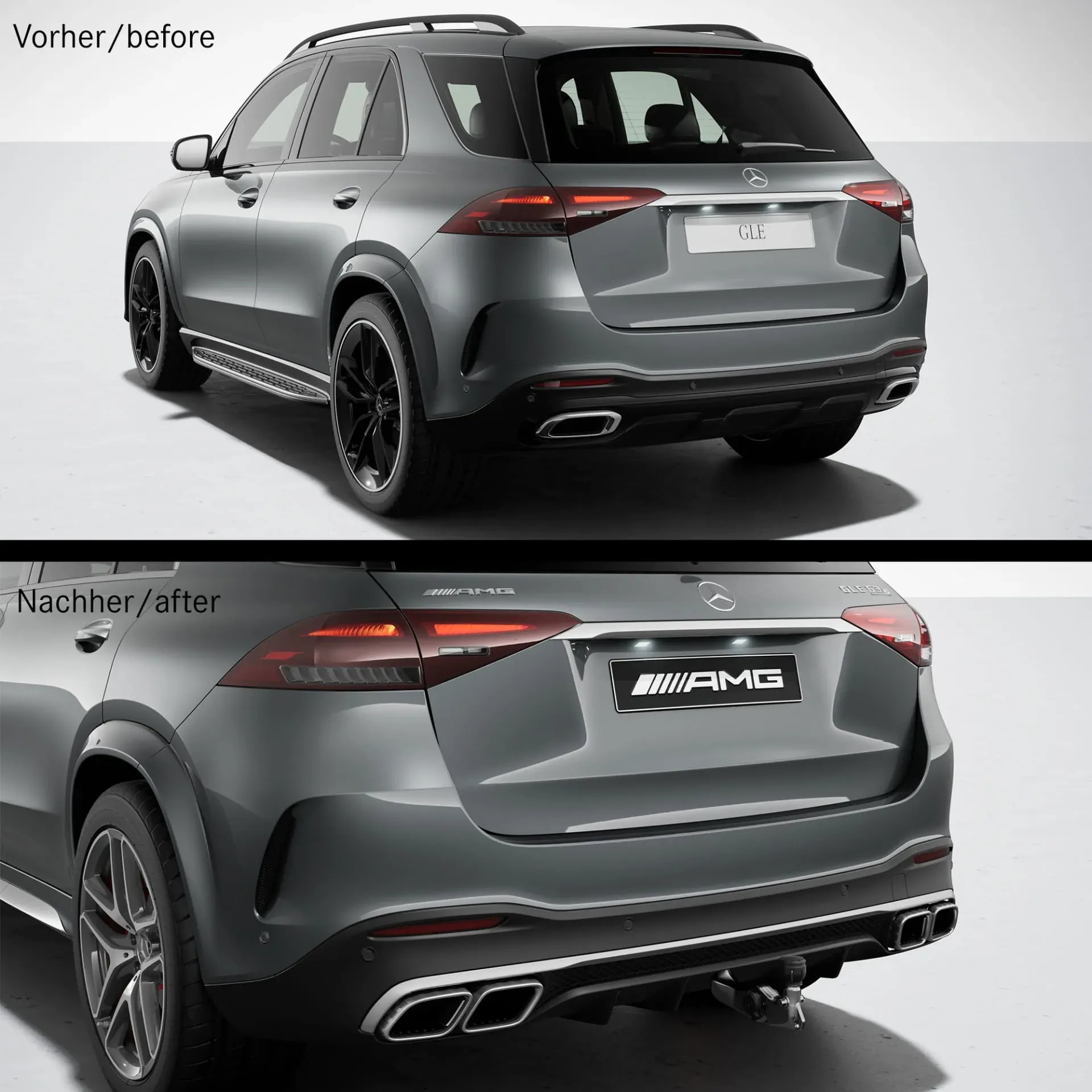 Задний диффузор GLE 63 S AMG для Mercedes-Benz GLE V167 после рестайлинга, хромированные насадки, с фаркопом — фото 3