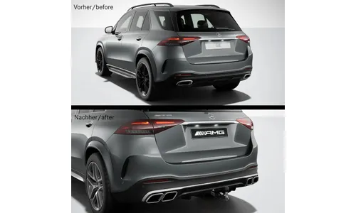 Задний диффузор GLE 63 S AMG для Mercedes-Benz GLE V167 после рестайлинга, хромированные насадки, с фаркопом — фото 3