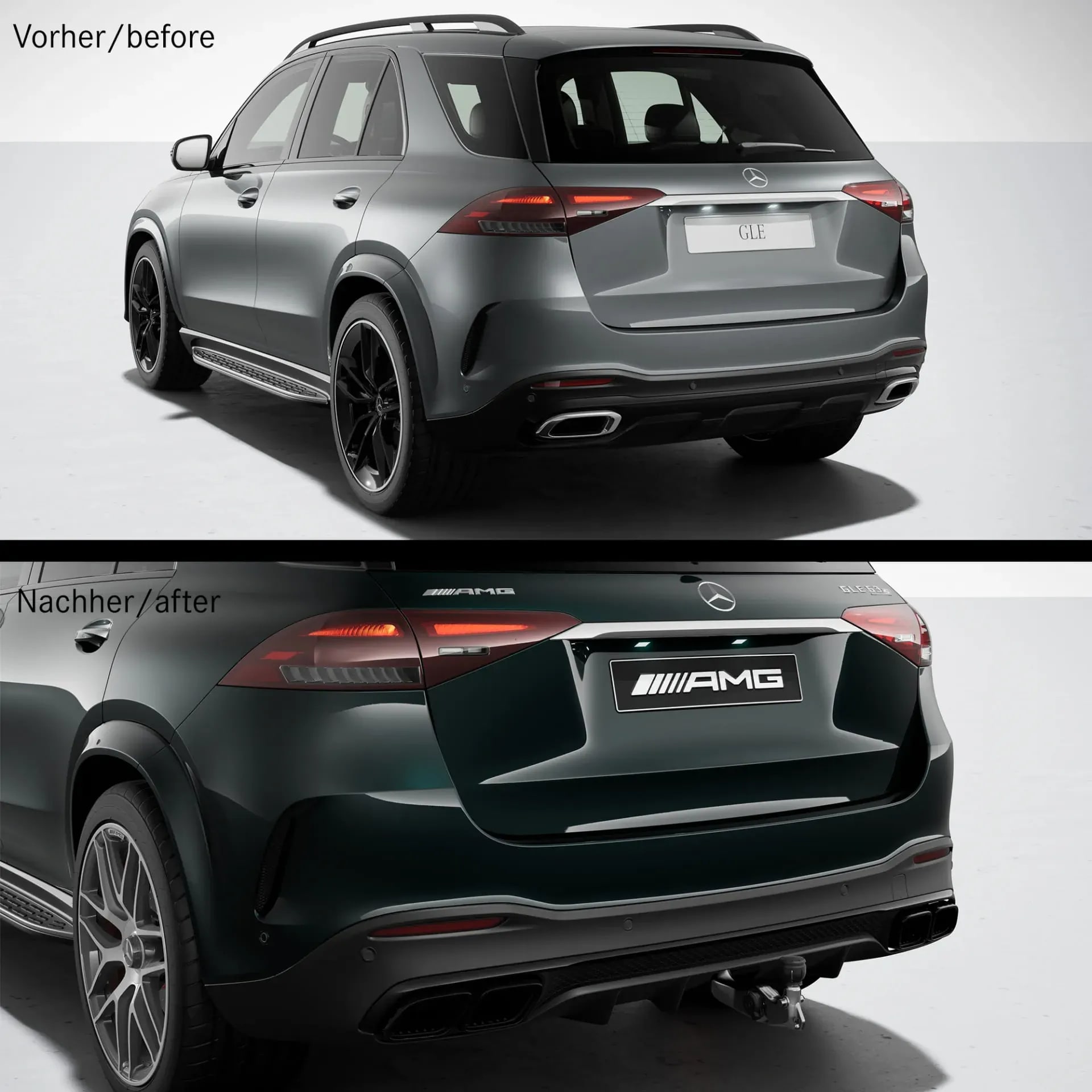 Задний диффузор GLE 63 S AMG для Mercedes-Benz GLE V167 после рестайлинга, чёрные насадки, с фаркопом — фото 3