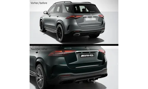 Задний диффузор GLE 63 S AMG для Mercedes-Benz GLE V167 после рестайлинга, чёрные насадки, с фаркопом — фото 3