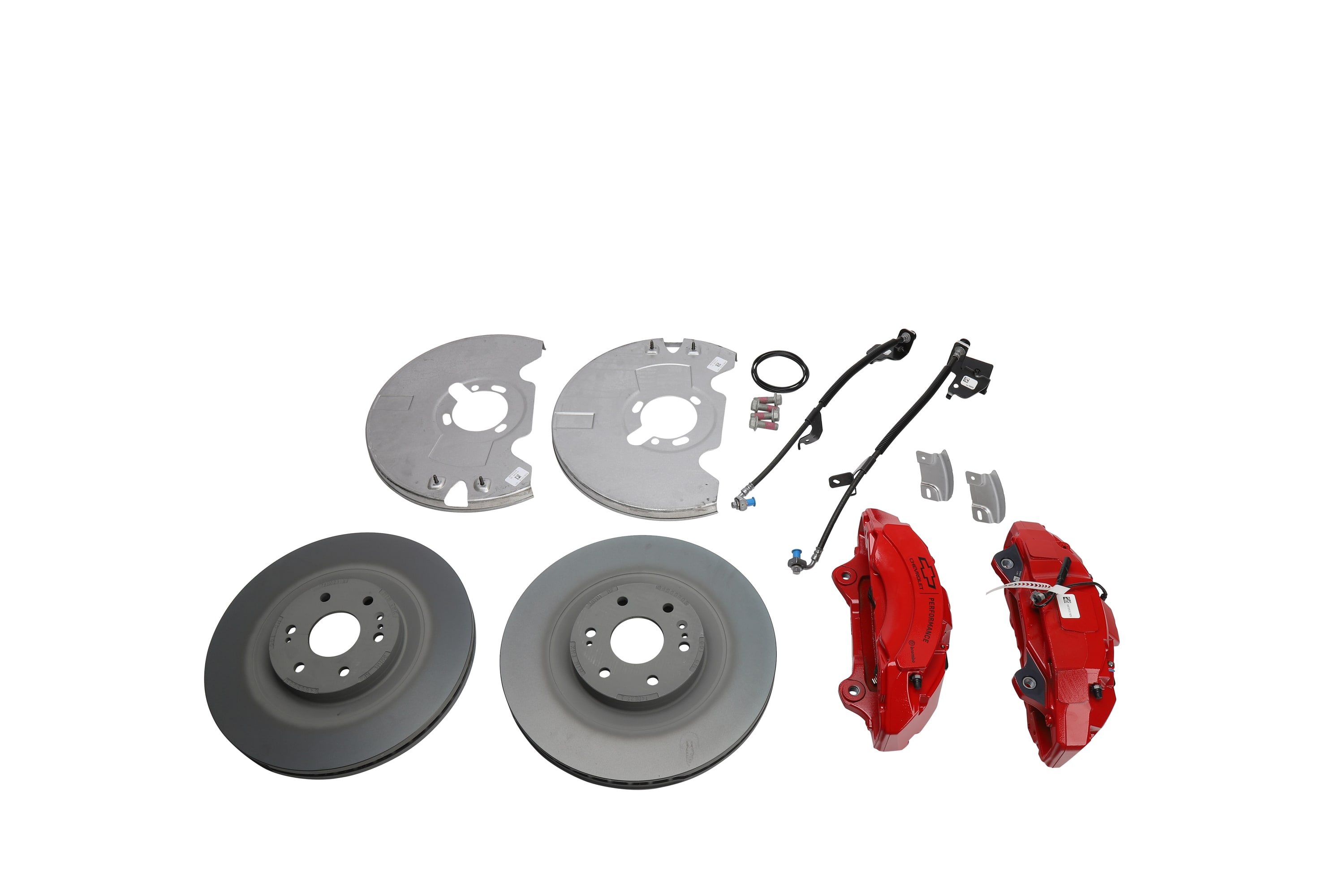 Передний шестипоршневой тормозной комплект Brembo, цвет красный, GM — фото 3