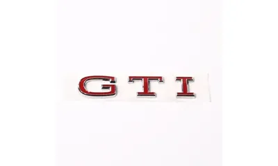 Шильдик GTI Volkswagen Golf 8 VIII на крышку багажника, красный — фото 1