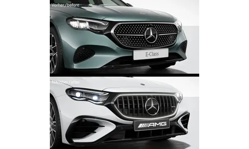 Комплект решетки Panamericana E 53 AMG с подсветкой Mercedes-Benz E-Класс W214, темный хром, Distronic 239/258, без камеры 360° — фото 5