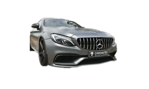 Черная глянцевая решетка Panamericana с хромированными ламелями Mercedes-Benz C-Класс W205 CHROMETEC — фото 7