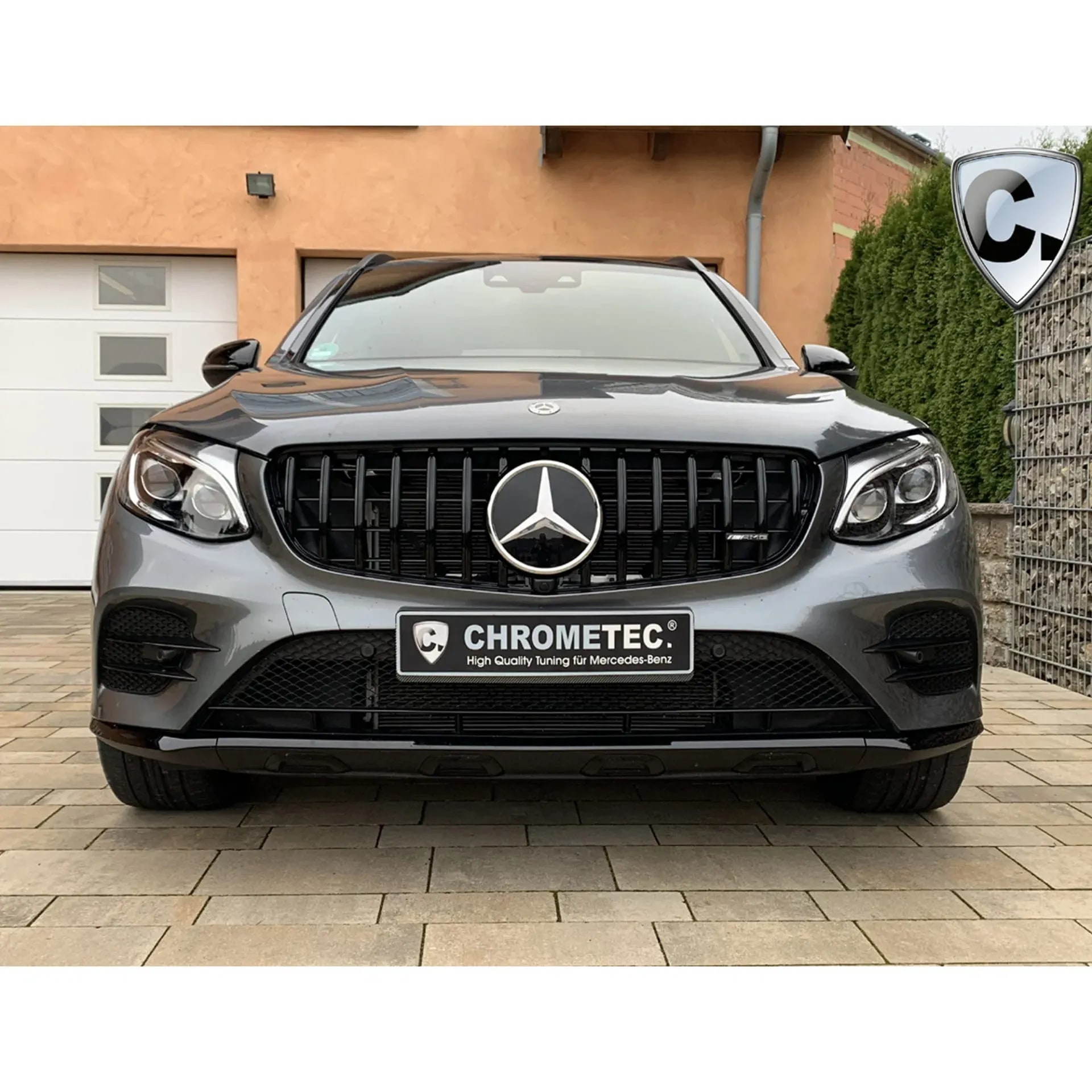 Черная глянцевая решетка Panamericana Mercedes-Benz GLC Coupe C253 дорестайлинг AMG Line CHROMETEC — фото 6