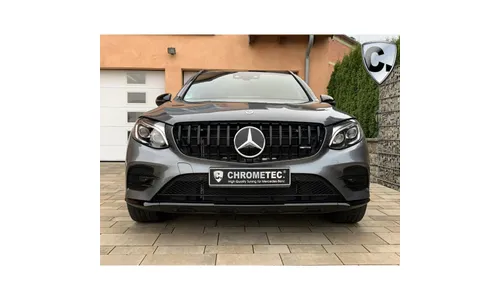 Черная глянцевая решетка Panamericana Mercedes-Benz GLC Coupe C253 дорестайлинг AMG Line CHROMETEC — фото 6