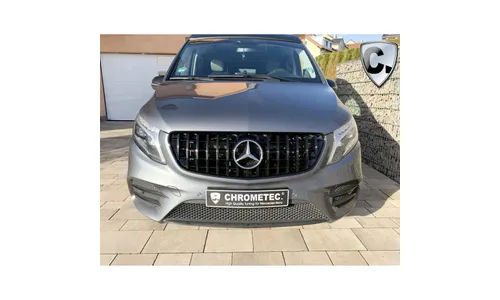 Черная глянцевая решетка Panamericana Mercedes-Benz V-Класс W447 дорестайлинг CHROMETEC — фото 7