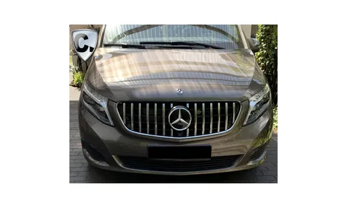 Черная глянцевая решетка Panamericana с хромированными ламелями Mercedes-Benz V-Класс W447 дорестайлинг CHROMETEC — фото 6