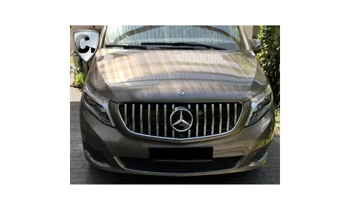 Черная глянцевая решетка Panamericana Mercedes-Benz V-Класс W447 рестайлинг 1 AMG Line с хромированными ламелями CHROMETEC — фото 6