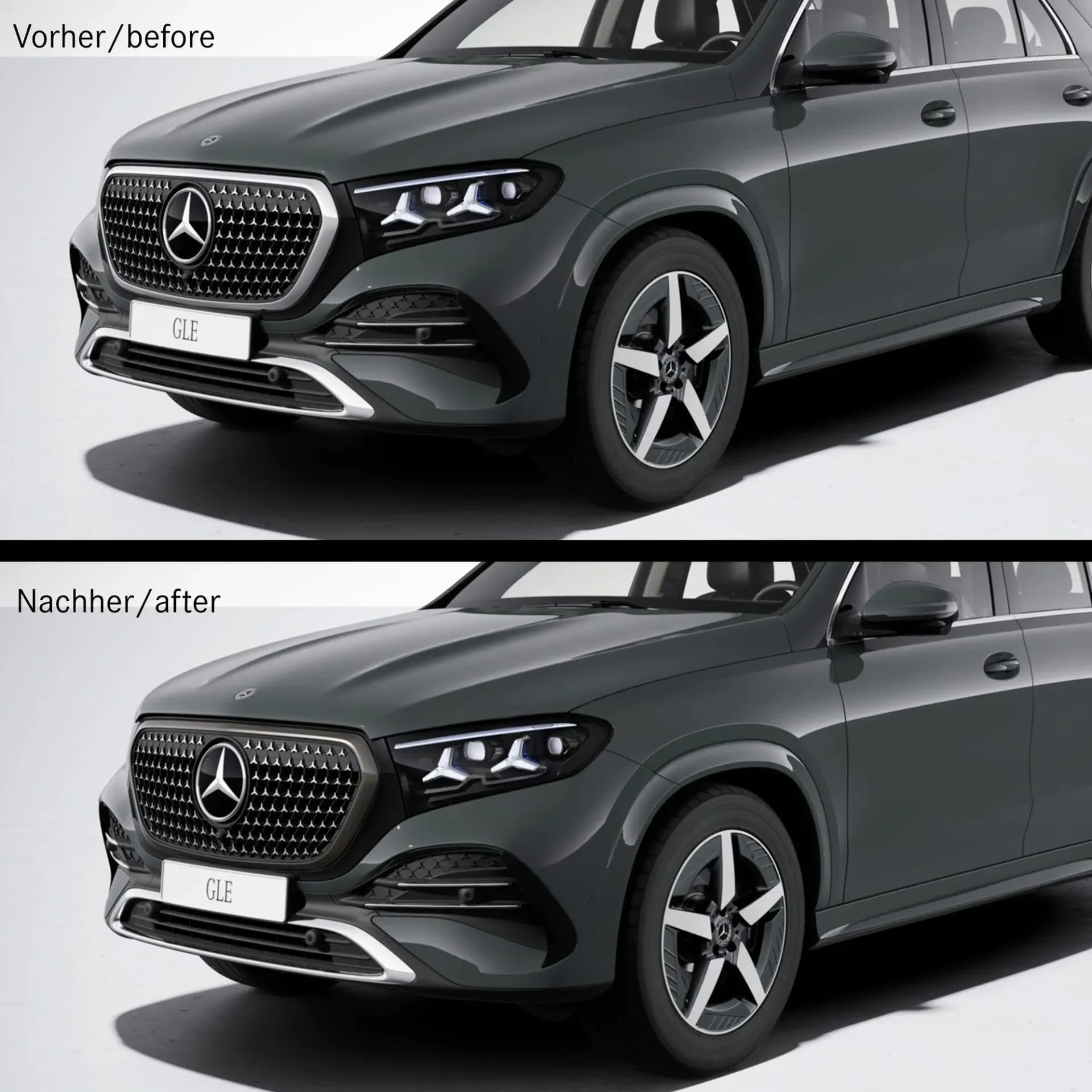 Окантовка решетки Dark Chrome Mercedes-Benz GLE V167 рестайлинг 2 AMG Line — фото 3