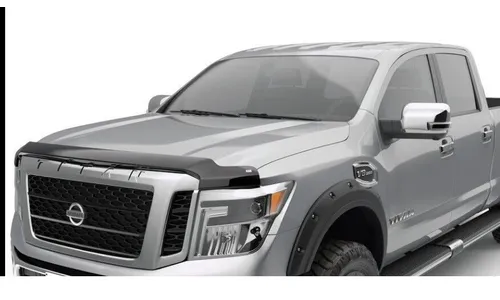 Дефлектор капота Hood Shield для Nissan Titan XD (2016–2024), высокий профиль, тёмно-дымчатый Husky Liners — фото 1