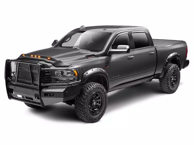 Дефлектор капота Aeroskin Lightshield PRO для Ram 2500/3500 (2019–2026), матовый чёрный Husky Liners — фото 5