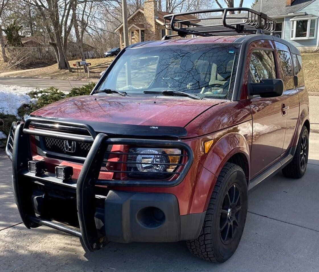Дефлектор капота Hood Shield для Honda Element (2003–2008), высокий профиль, тёмно-дымчатый Husky Liners — фото 3
