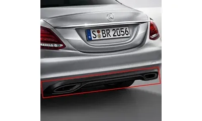 Чёрный задний диффузор с декоративными насадками для Mercedes-Benz C-Класса W205/S205 с Parktronic — фото 1