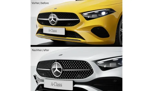 Черная глянцевая накладка Night Package решетки Mercedes-Benz A-Класс W177/V177 рестайлинг — фото 2