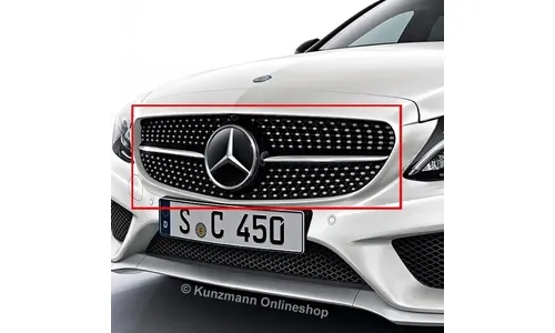 Черная глянцевая решетка Diamond C 43/C 450 AMG Mercedes-Benz C-Класс W205/S205 без камеры 360° — фото 2