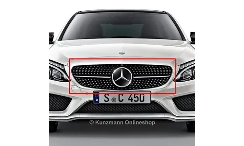 Черная глянцевая решетка Diamond C 43/C 450 AMG Mercedes-Benz C-Класс W205/S205 без камеры 360° — фото 1