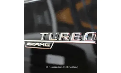 Шильдики Turbo Mercedes-AMG CLA 45 C117/X117 на крылья, хром на черном фоне, 2 шт. — фото 1