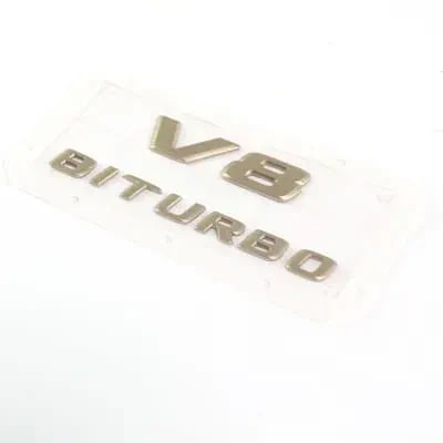 Шильдик V8 Bi-Turbo Mercedes-Benz G W463 Facelift на крыло, золотистый — фото 1