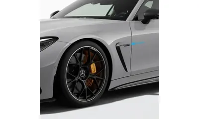 Комплект шильдиков V8 Biturbo 4Matic+ на крылья Mercedes-AMG GT C192, темный хром, 2 шт. — фото 1